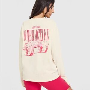 Oner Active Long Sleeve Top in Cream and Pink
